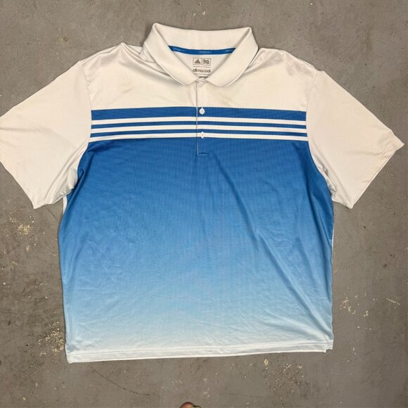 Adidas Climacool Golf Polo Shirt Blue Stretch Short Sleeve XXL - Picture 2 of 7